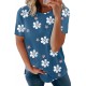 Blue Floral Pattern T-shirt