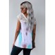 Multicolor Lace Splicing V Neck Short Sleeve Tie-dye Top