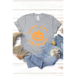 Gray LET'S GET SMASHED Pumpkin Face Graphic Tee