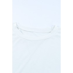 White Round Neck Short Sleeve Solid Color Tee