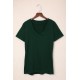 Green Solid Color V Neck Bodycon T-shirt