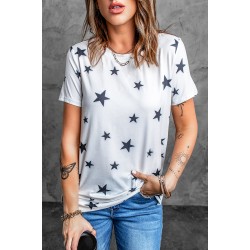 White Star Print Crew Neck T-shirt