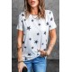 White Star Print Crew Neck T-shirt