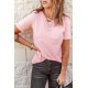 Pink Solid Color Rolled Short Sleeve T Shirt