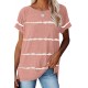 Pink Stripe Print Loose T-shirt