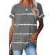 Gray Stripe Print Loose T-shirt