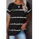 Black Stripe Print Loose T-shirt