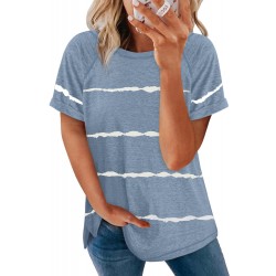 Blue Stripe Print Loose T-shirt