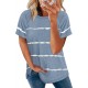 Blue Stripe Print Loose T-shirt