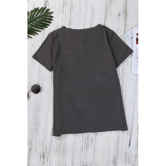 Gray Color Block Panel Front T-shirt with Knot