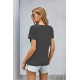 Gray Color Block Panel Front T-shirt with Knot