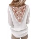 White Lace Back Button V Neck Top